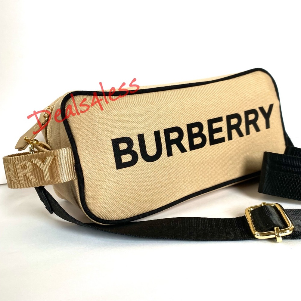 Burberry Crossbody Bag Pouch Dopp Kit Shaving Case Toiletries Gold Travel Tan - Picture 4 of 8